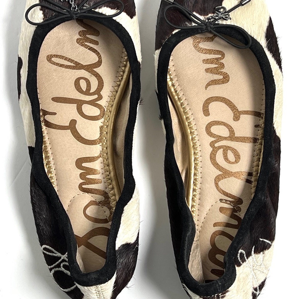 Sam Edelman Felicia Faux Pony Hair/Animal Print Ballet Flat elasticized heel 7